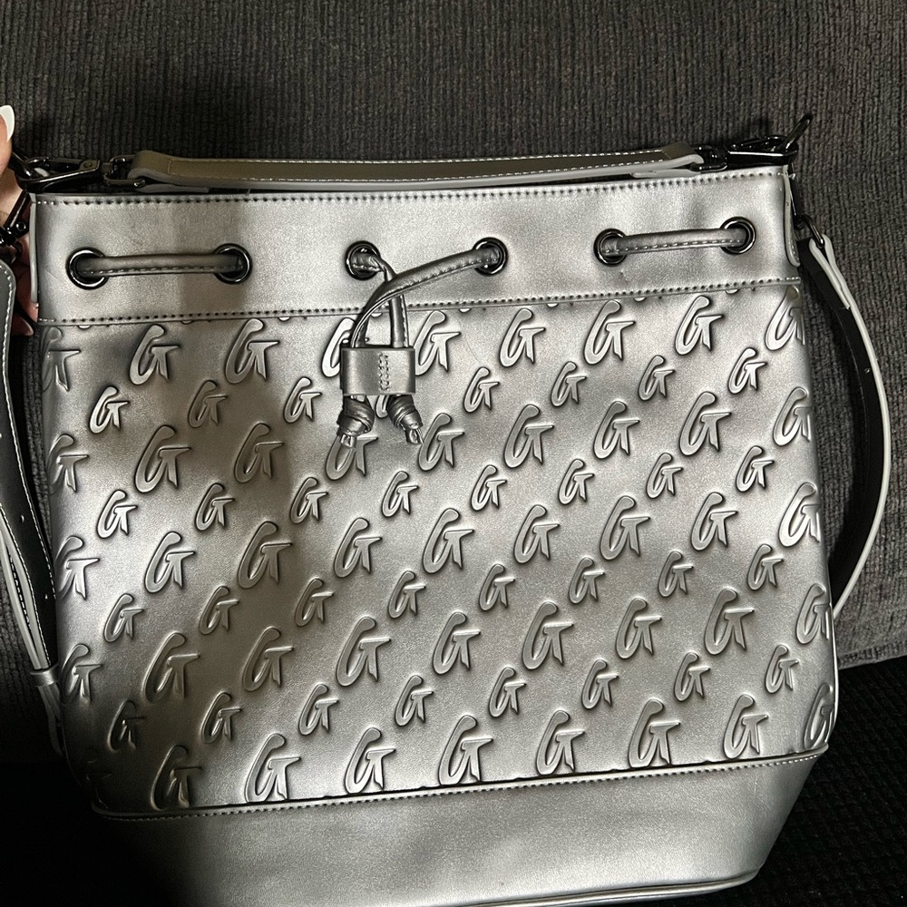 Elegant Silver Embossed Shoulder Bag